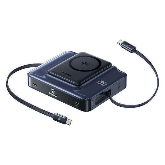 Baseus Wireless Qi2 Charger with 2 USB-C Ports and USB-C Cable 245W Power Delivery Black (Nomos NH21)