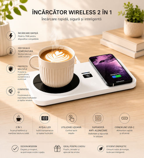 Suport de încărcare wireless (Qi Pad) Mug Holder with Wireless Charging (FOX500155)