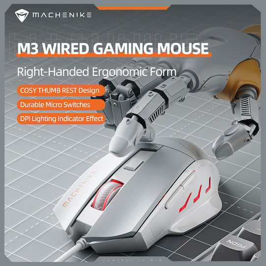 M3 Gaming Maus 3200 DPI Weiß