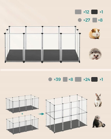 Songmics Parc Pliabil din Plastic pentru Câini 145x73x57cm Transparent