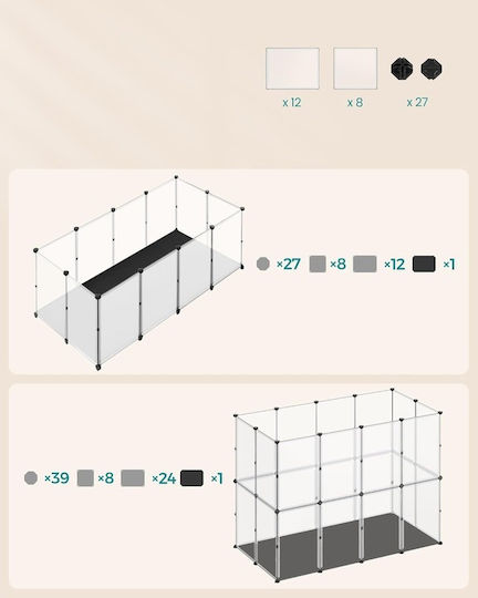 Songmics Parc Pliabil din Plastic pentru Câini 145x73x57cm Transparent