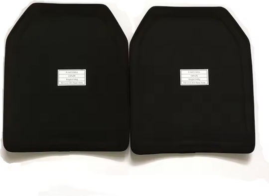 Set 2 Nij Iv Ballistic Plates Sic + Pe Material Advanced Protection Against Ap 7.62x63mm M2 Armor-piercing Bullets Curved Sapi Design Compatible Plate Carriers Strike Face Inscription Shock Moisture Resistant Size 25x30 Cm Black