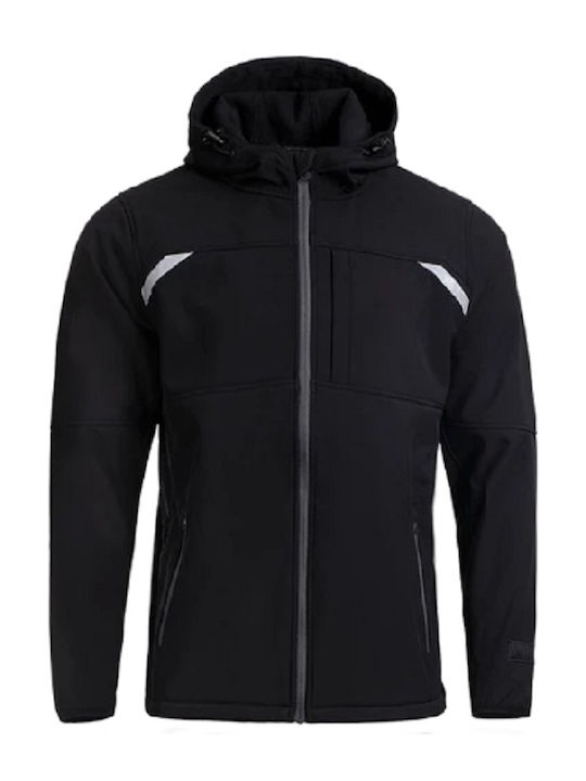 Stenso B-trail Jachetă de Lucru Reflectorizantă Softshell cu Căptușeală Fleece și cu Glugă Neagră