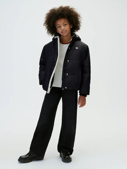 Kids Quilted Short Black Jacket
