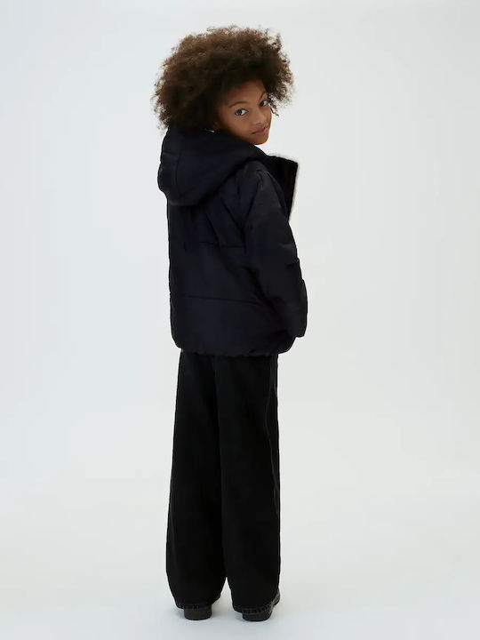 Kids Quilted Short Black Jacket