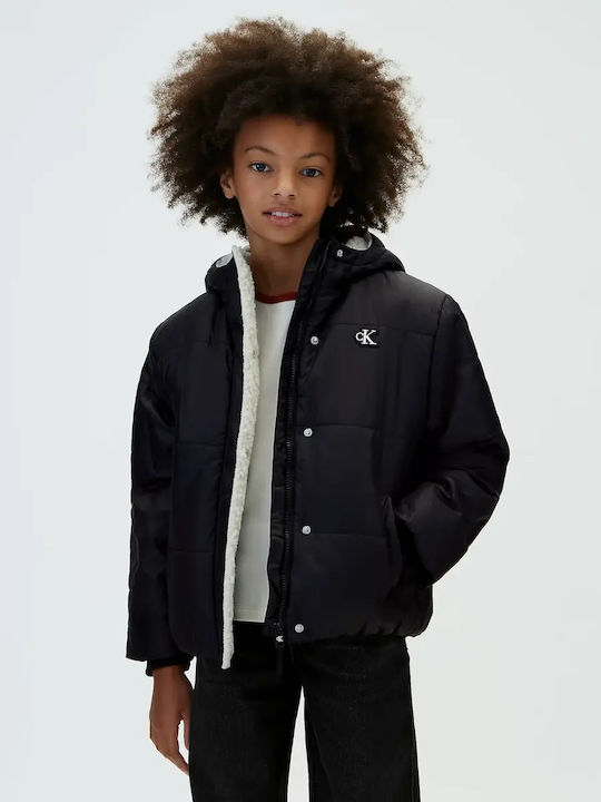 Kids Quilted Short Black Jacket