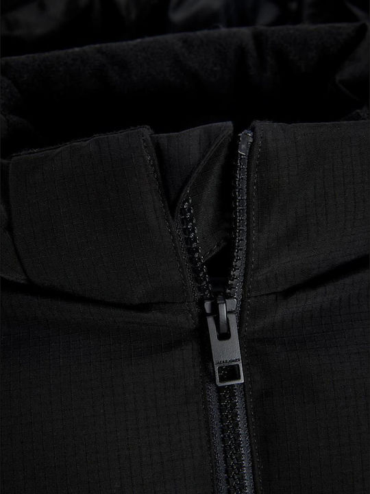 Kids Quilted Short Jacket with Lining & Hood Black