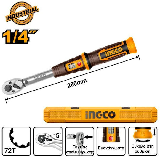 Ingco Drehmomentschlüssel Antriebsgröße 1/4" Ropís 5-25 Nm