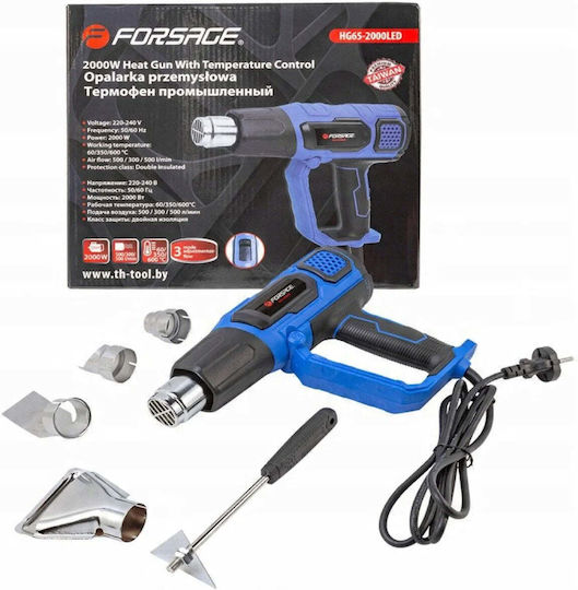 Forsage Пистолет Топъл Въздух 2000W с Настройка на Температура до 600°C