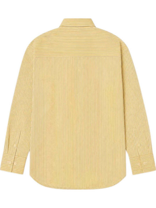 Long Sleeve Women's Cotton Shirt Yellow Striped
