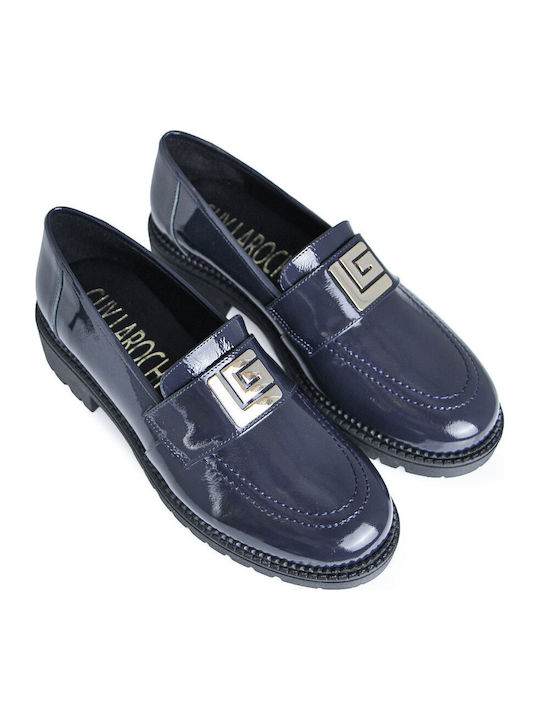 Leder Pumps mit niedrigem Absatz Blau