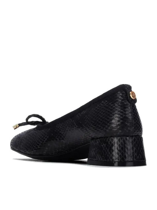 Leder Pumps mit niedrigem Absatz Schwarz