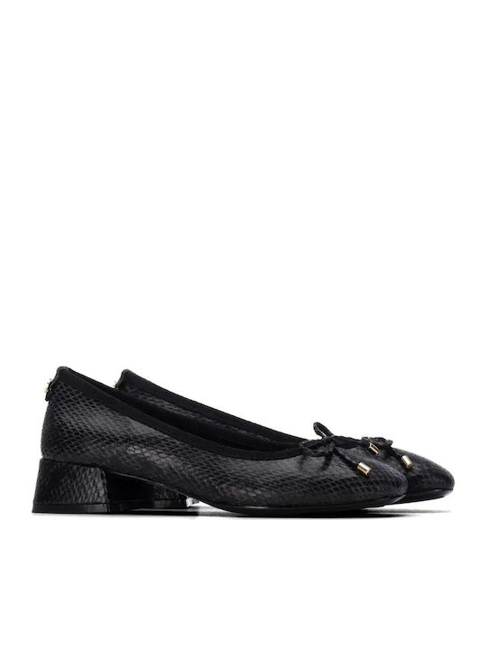 Leder Pumps mit niedrigem Absatz Schwarz