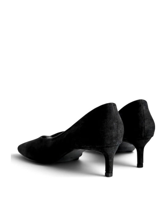 Wildleder Spitze Zehe Pumps Schwarz