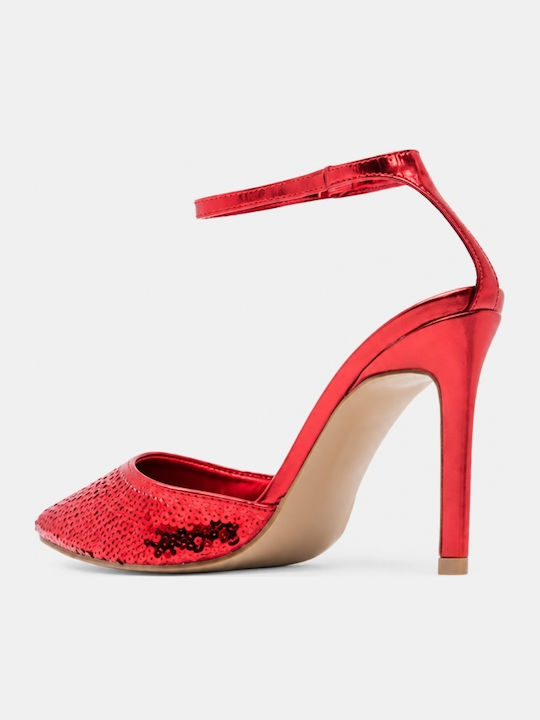 Spitze Zehe Pumps mit Riemchen & Hochhackige Rote