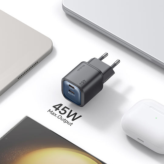 Mcdodo Încărcător Fără Cablu GaN Cu 2 Porturi USB-C 45W Power Delivery Alb (Gana Mini)