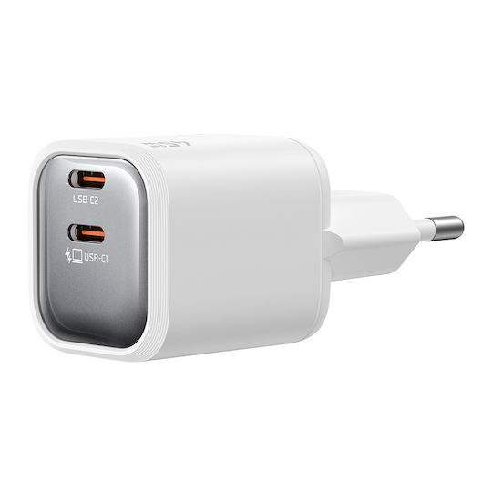 Mcdodo Încărcător Fără Cablu GaN Cu 2 Porturi USB-C 45W Power Delivery Alb (Gana Mini)