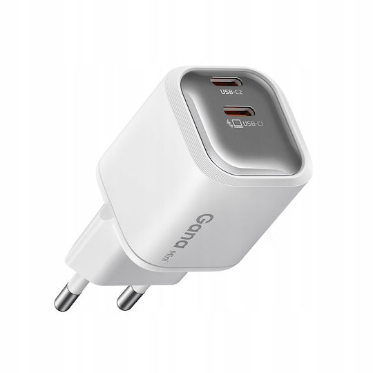 Mcdodo Încărcător Fără Cablu GaN Cu 2 Porturi USB-C 45W Power Delivery Alb (Gana Mini)