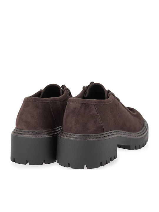 Suede Γυναικεία Loafers σε Καφέ Χρώμα