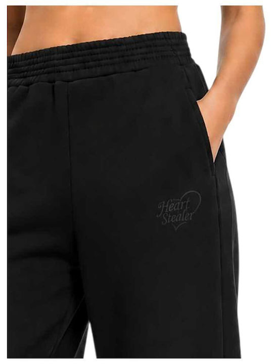 Παντελόνι Φόρμας Καμπάνα Fleece Μαύρο