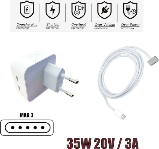 Ac Adapter USB-C Laptop-Ladegerät 35W für Apple mit Abnehmbarem Netzkabel