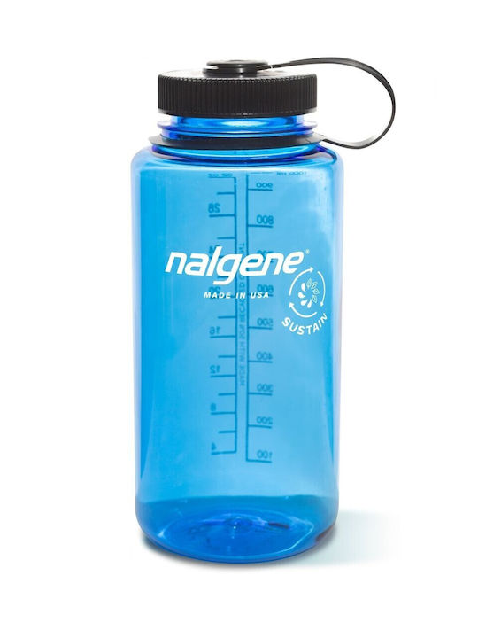 Nalgene Wide Mouth Sustain Plastic Water Bottle 1000ml Blue