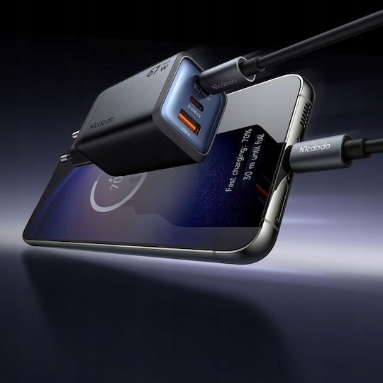 Mcdodo Зарядно устройство Без Кабел с USB-A Порт и 2 USB-C Порта 67W Power Delivery Сив (CH-0971)