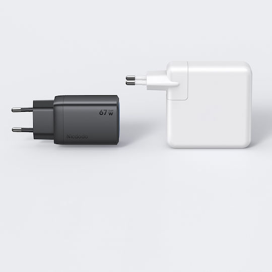 Mcdodo Зарядно устройство Без Кабел с USB-A Порт и 2 USB-C Порта 67W Power Delivery Сив (CH-0971)