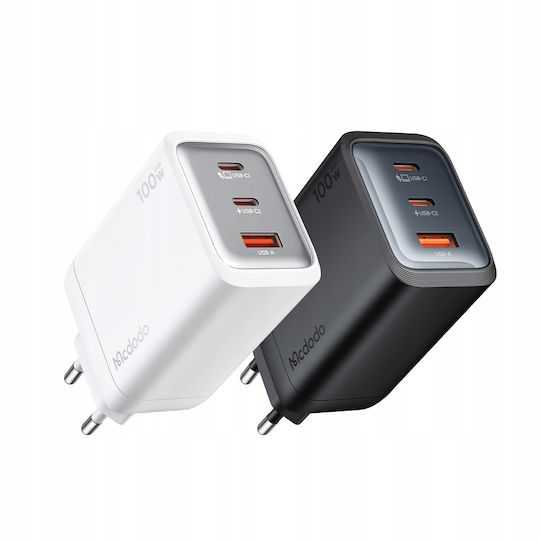 Mcdodo Φορτιστής Χωρίς Καλώδιο με Θύρα USB-A και 2 Θύρες USB-C 100W Power Delivery Λευκός (CH-0120)