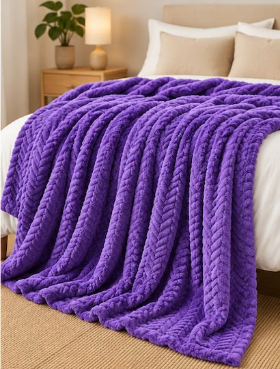 Adam Home 550 Fleece Blanket Semi-Double 180x240cm Purple