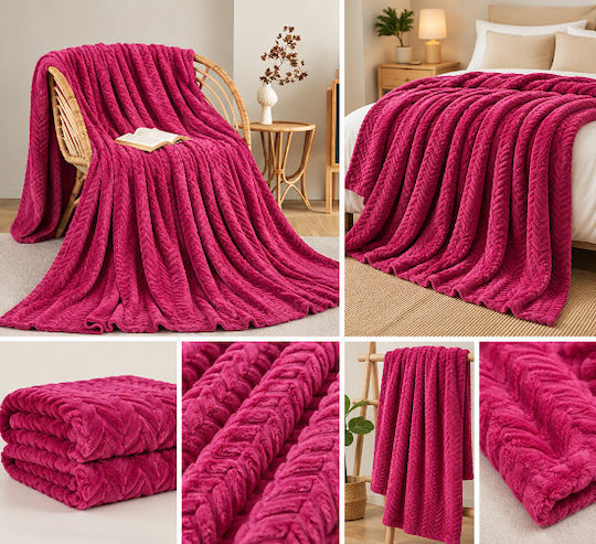 Adam Home 550 Fleece Blanket Semi Double 180x240cm Fuchsia