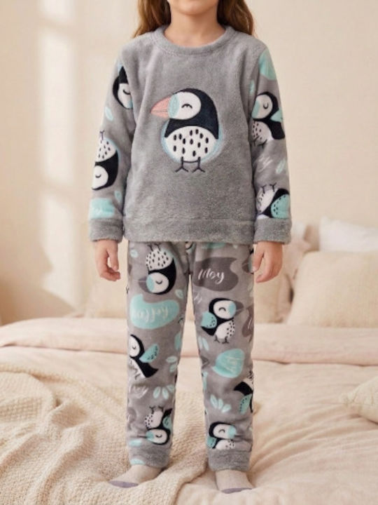 Happy Touch Kinder-Nachtwäsche Winter Fleece Grau