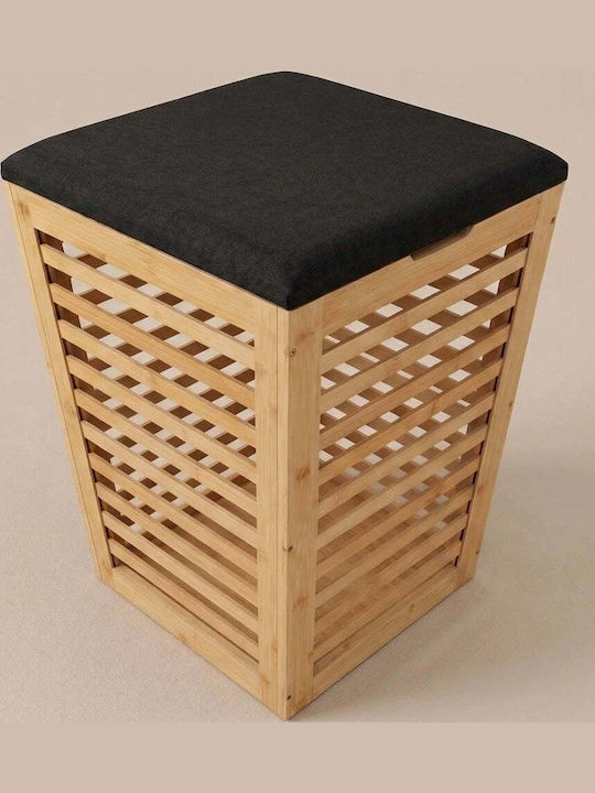 Wenko Καλάθι Απλύτων Bamboo 80lt με Καπάκι 40x40x56cm Μαύρο Wenko Καλάθι Απλύτων Bamboo 80lt με Καπάκι 40x40x56cm Μαύρο