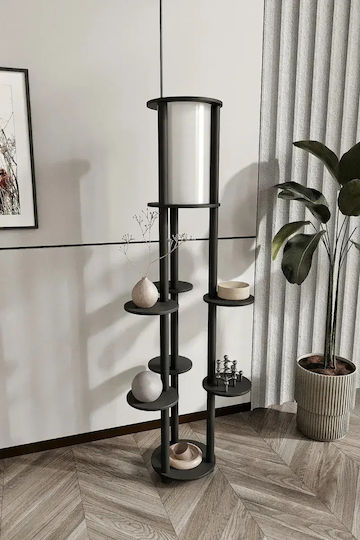 SteweHome Φωτιστικό Δαπέδου Υ140xΜ50εκ. με Ντουί για Λαμπτήρα E27 Μαύρο