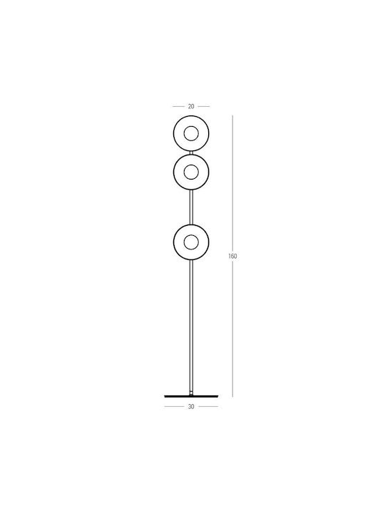 Zambelis Lights Tapel LED Подова Лампа В260см. с Топла Бяла Светлина Черен Мат, Кехлибарен
