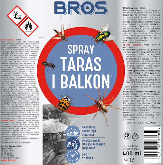 Bros Spray Pentru Muște și Țânțari 400ml Bros Spray Pentru Muște și Țânțari 400ml