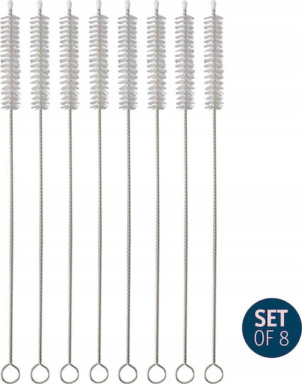 Koziol Plastic Household Cleaning Brushes with Handle for Straws 8 Pieces