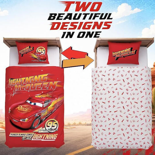 Disney Σετ Σεντόνια Μονά Βαμβακερά Cars 140x200cm