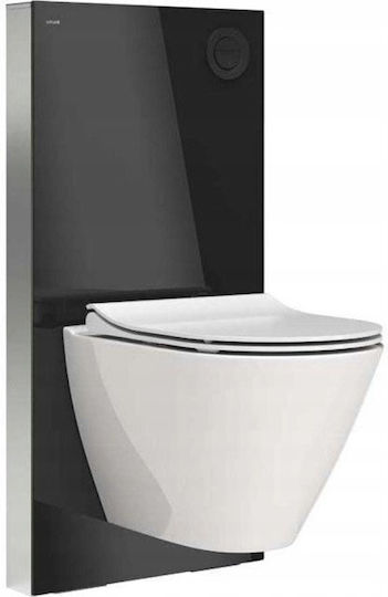 Cersanit Wall Mounted Plastic Toilet Flush Rectangular Low Pressure Black