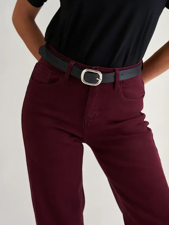 Hochgebirge Damen Jeans Hosen in Breit Bein Stil Burgundisch