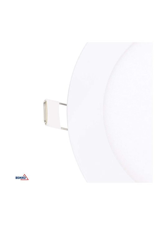 Bemko Round Metallic Recessed Spot with Built-in LED and Natural White Light White 14.5x14.5cm
