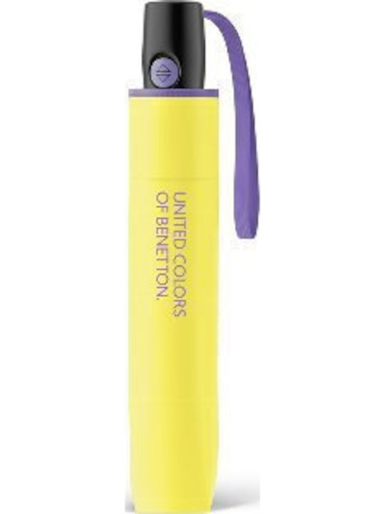 Benetton Umbrelă de ploaie automată compactă galbenă Benetton Umbrelă de ploaie automată compactă galbenă