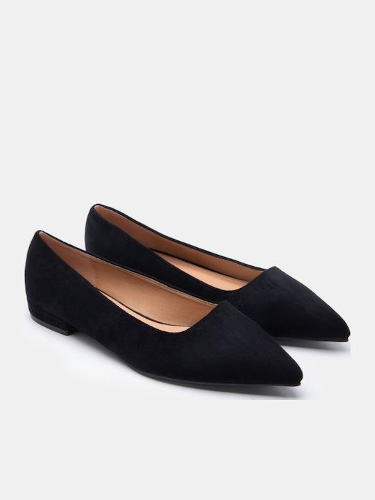 Women's Pointed Toe Black Ballerina Shoes