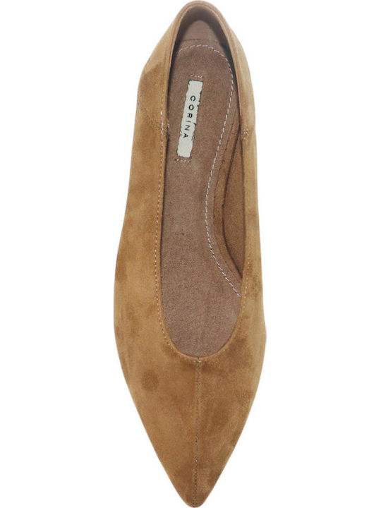 Women's Pointed Toe Brown Ballerina Shoes