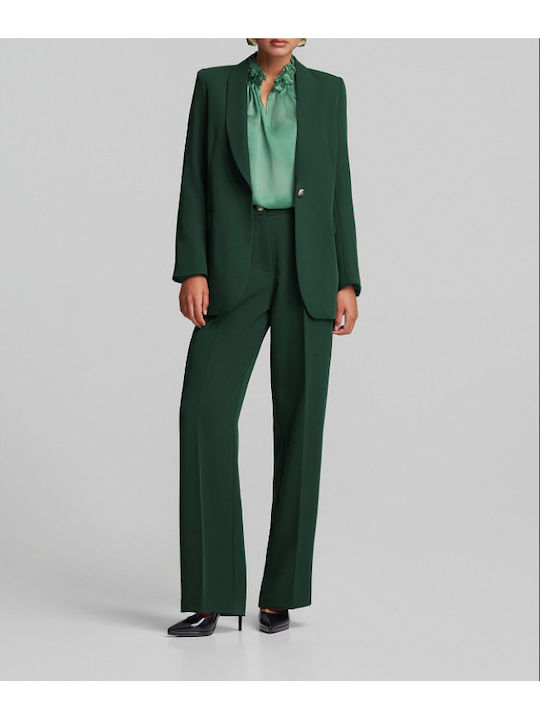 Lynne Women's Crepe Waisted Blazer Dark Green