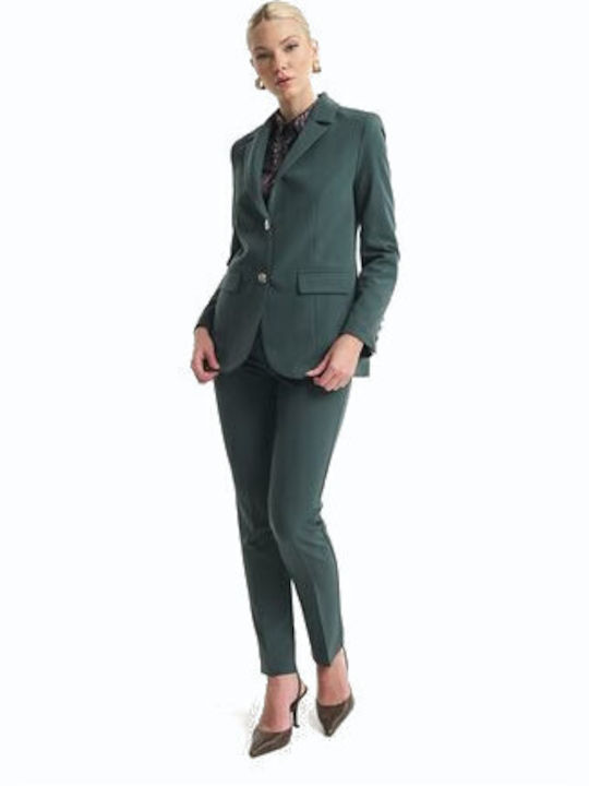 Fibes Sacou lung de damă din crep verde
