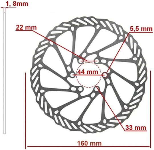 Ewheel 6 Bolt 160mm Fahrrad-Bremsscheibe