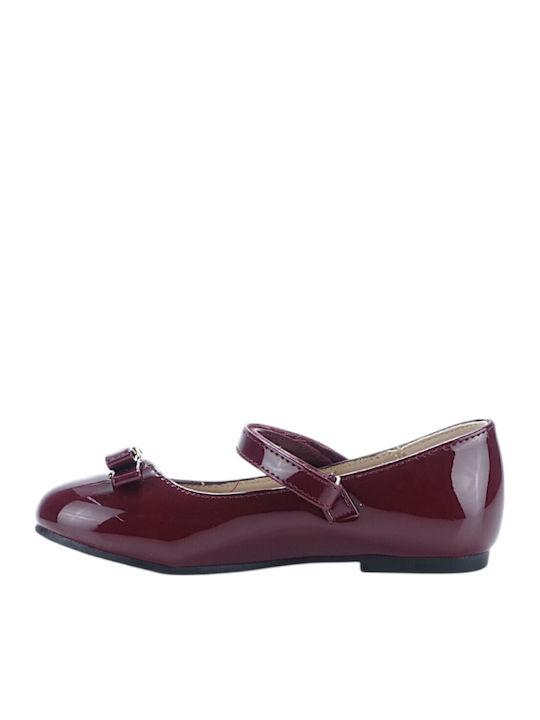 Kids Ballerinas With Hoop & Loop Closure Burgundy
