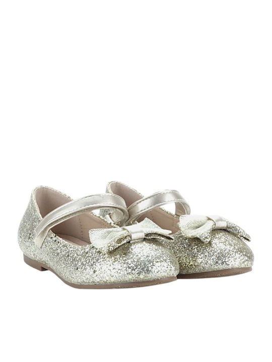 Kids Ballerinas with Hoop & Loop Closure Gold