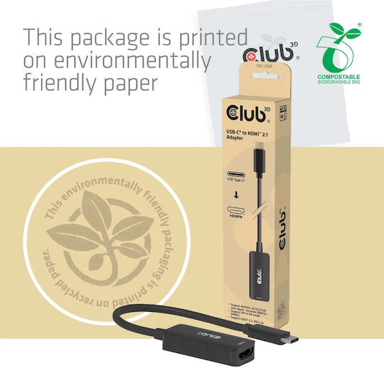 Club3D Μετατροπέας USB-C male σε HDMI female 1τμχ CAC-2505